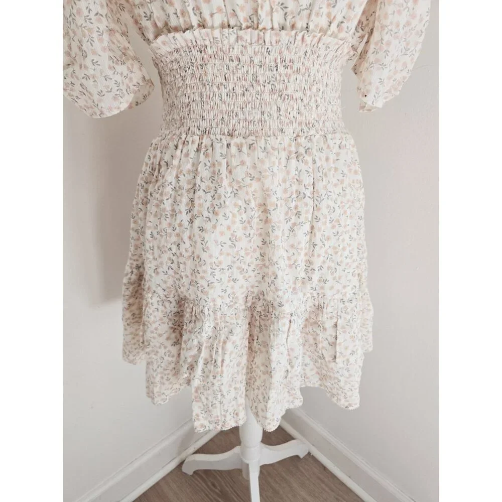 Cleobella Sadie Cotton Floral Hannah Ann Sluss Cottagecore Peasant Mini Dress M